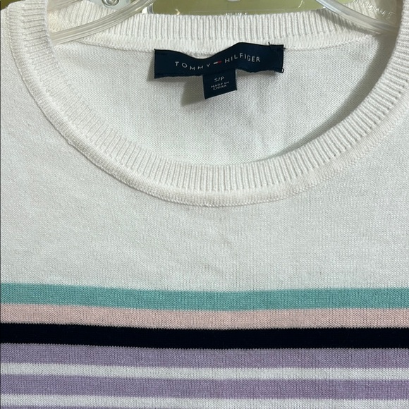 Tommy Hilfiger White and Lavender Striped Sweater size small not worn new - Picture 5 of 13